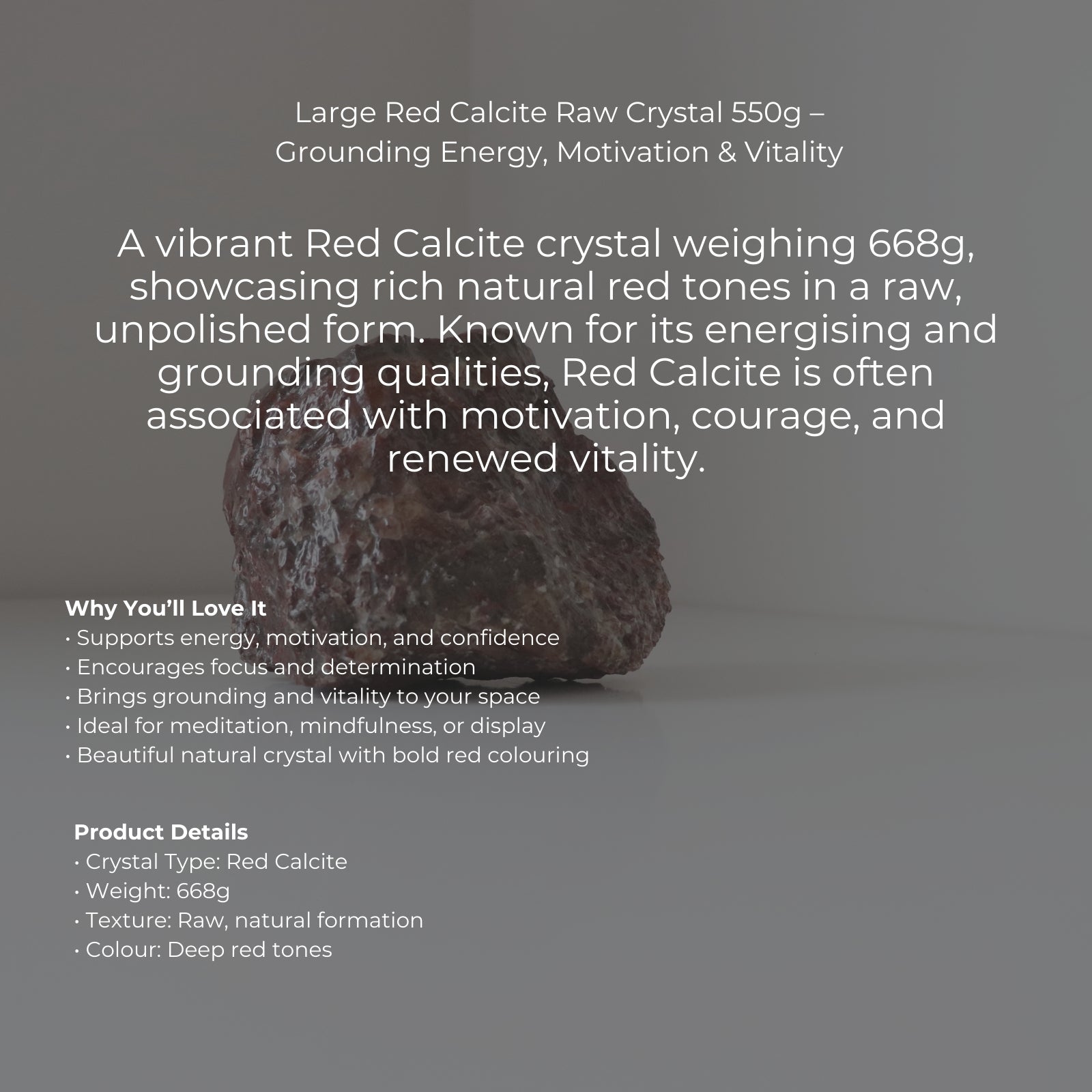 Red Calcite (668g) - Energy &amp; Vitality