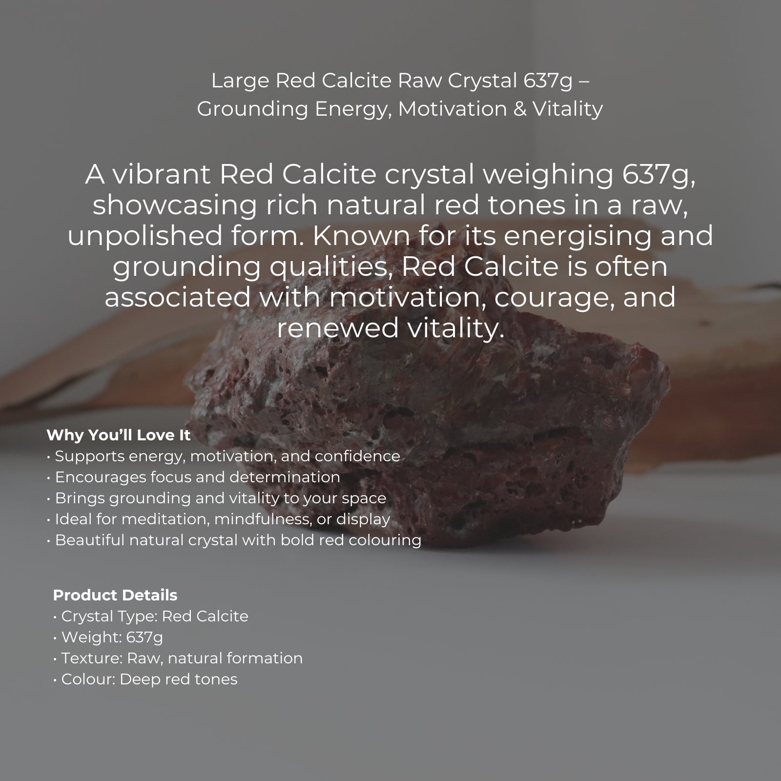 Red Calcite (637g) - Energy &amp; Vitality