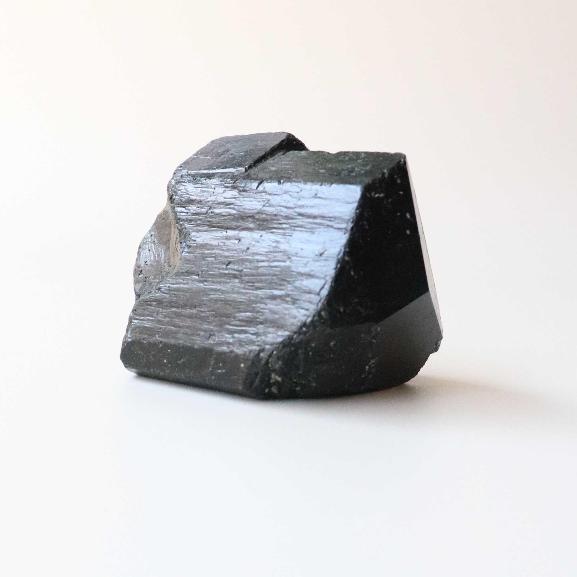 Medium Black Tourmaline with Carved Point 175g - Protection &amp; Grounding