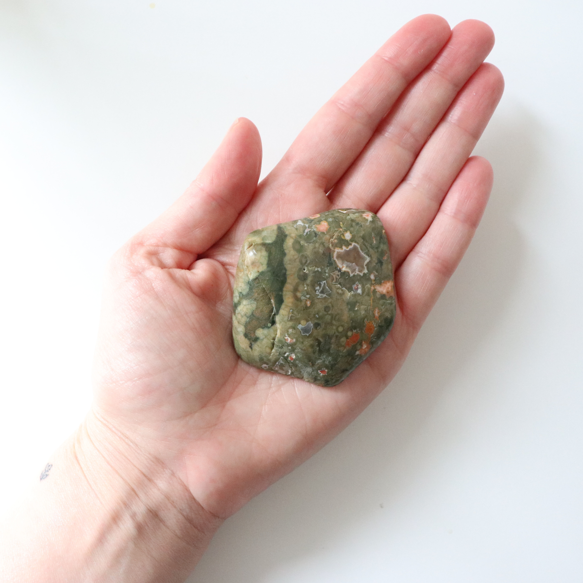 Rainforest Jasper Tumble 67g Flat Shape - Growth &amp; Connection