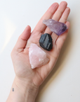 Crystal Starter Set for Beginners - Rose Quartz, Black Tourmaline + Amethyst.