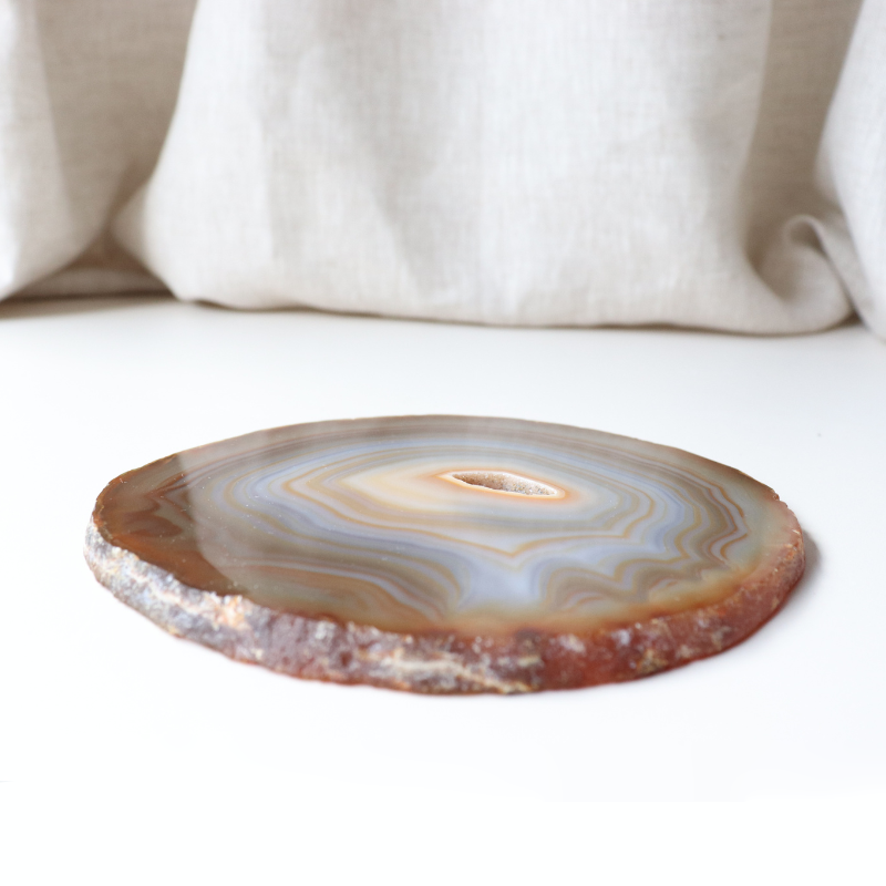 Brown Agate Slice with Subtle Blue Hues (290g)