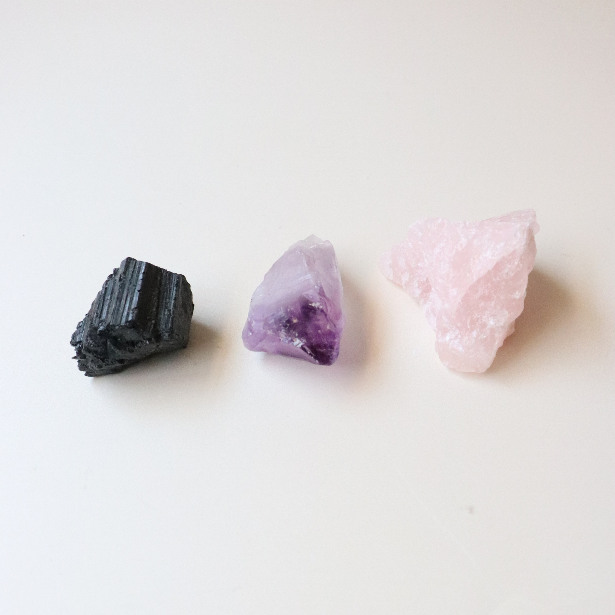 Crystal Starter Set for Beginners - Rose Quartz, Black Tourmaline + Amethyst.