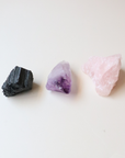 Crystal Starter Set for Beginners - Rose Quartz, Black Tourmaline + Amethyst.