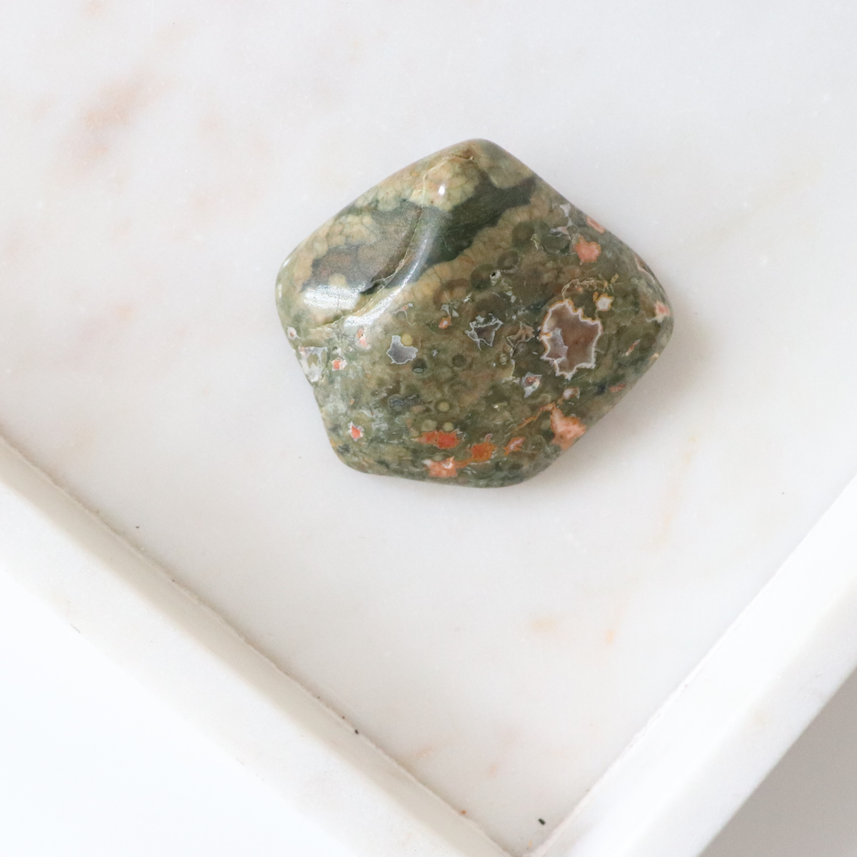 Rainforest Jasper Tumble 67g Flat Shape - Growth &amp; Connection