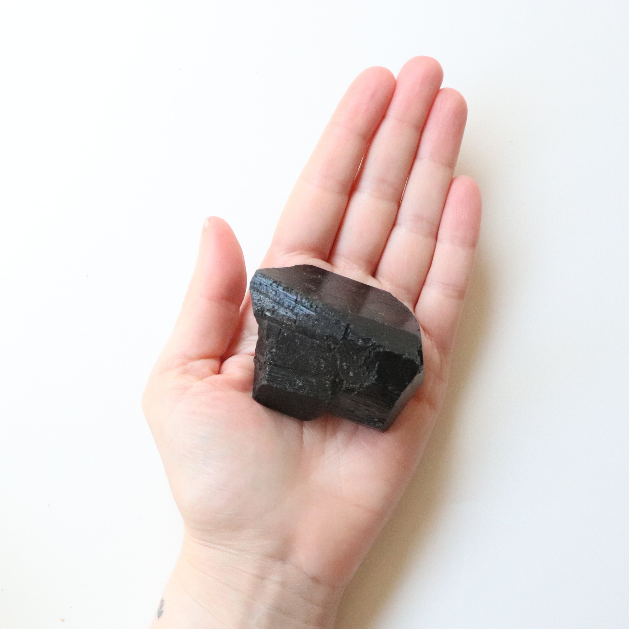 Medium Black Tourmaline with Carved Point 175g - Protection &amp; Grounding