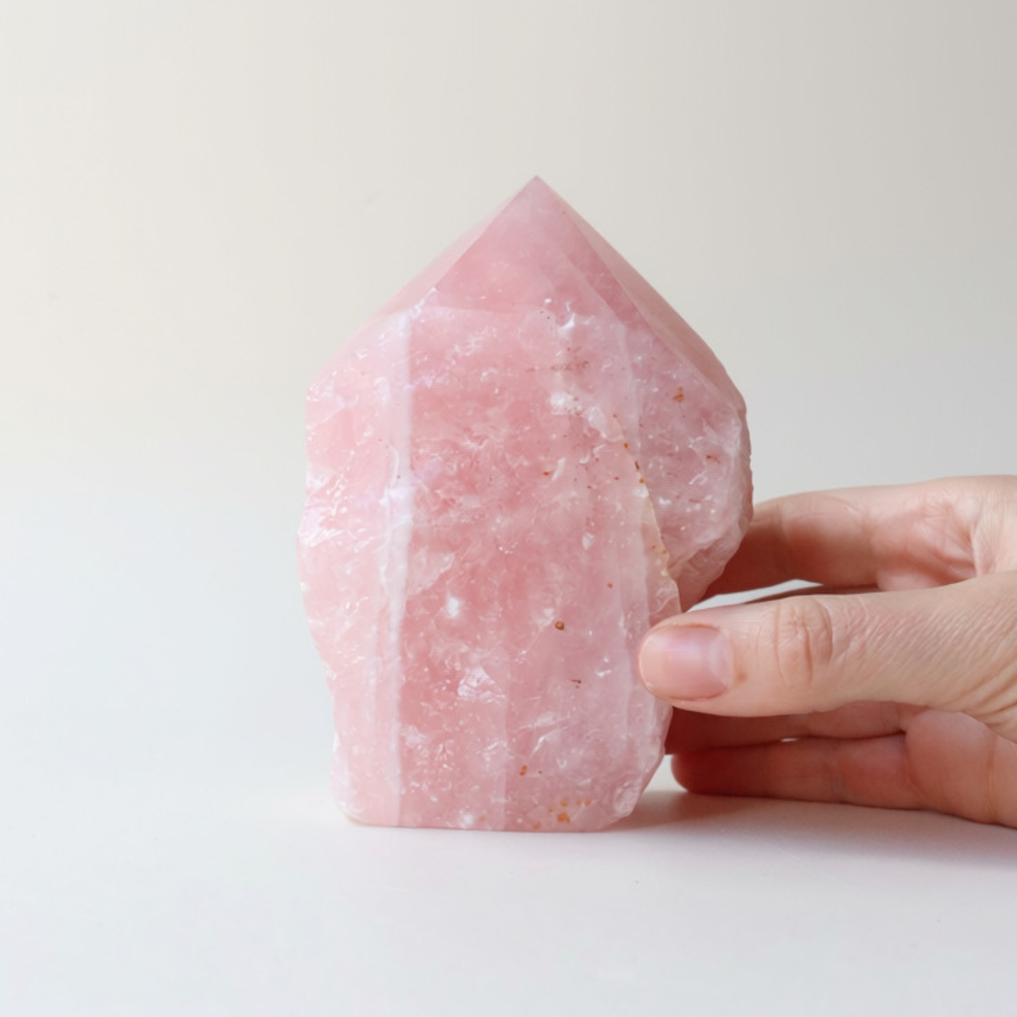 Rose Quartz Point (1kg, Semi-Polished) - Love &amp; Emotional Healing