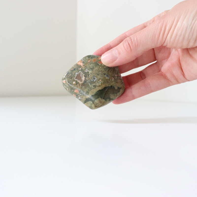 Rainforest Jasper Tumble 67g Flat Shape - Growth &amp; Connection