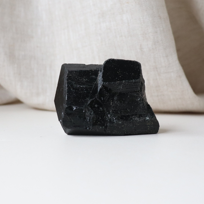 Medium Black Tourmaline with Carved Point 175g