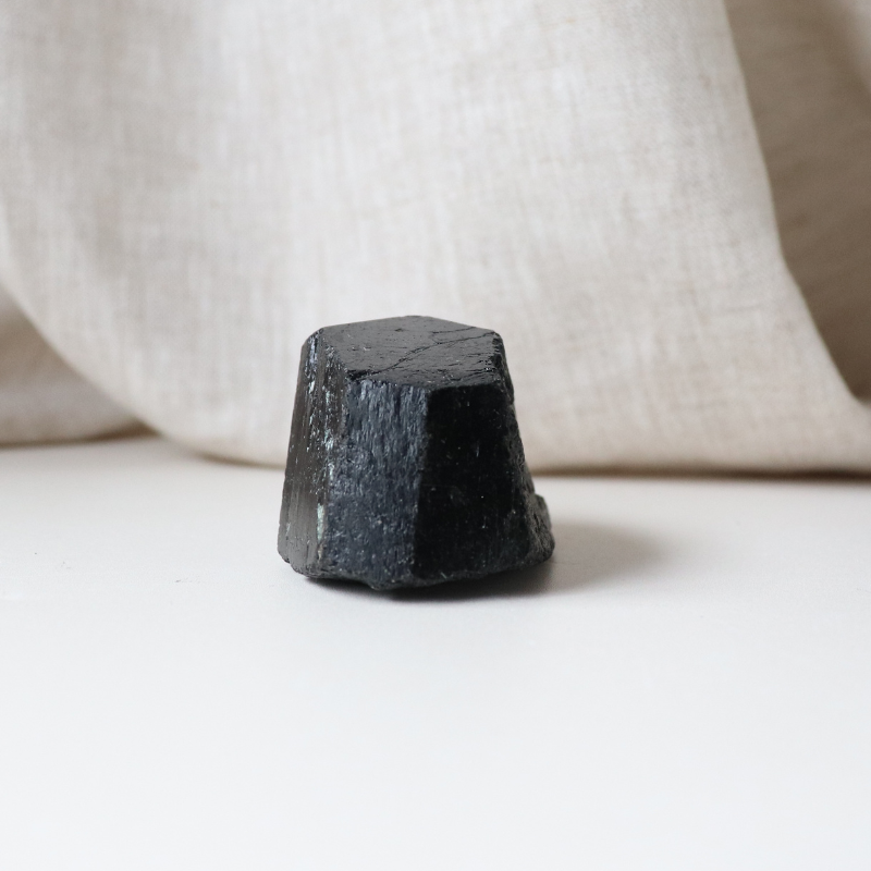 Medium Black Tourmaline with Carved Point 158g