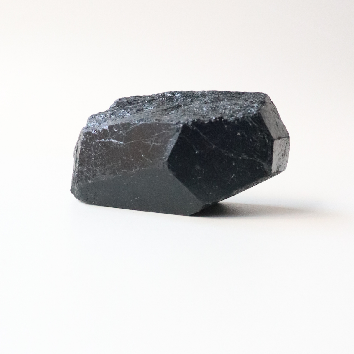 Medium Black Tourmaline with Carved Point 158g - Protection &amp; Grounding