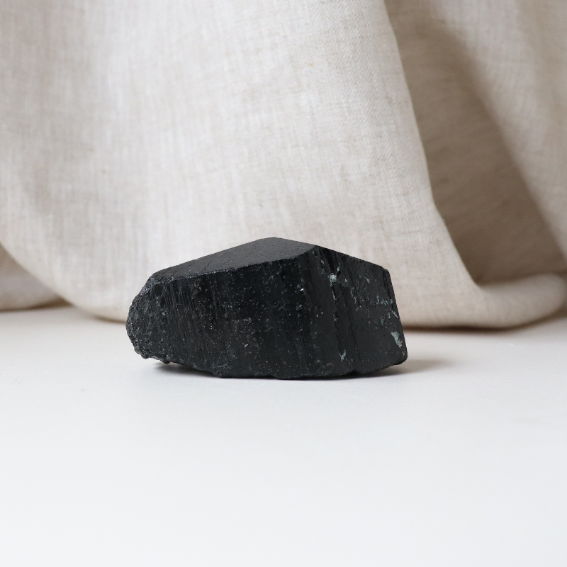 Medium Black Tourmaline with Carved Point 158g