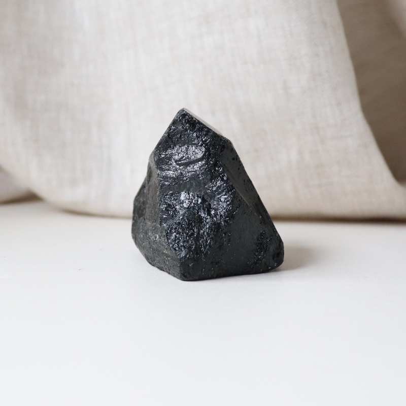 Medium Black Tourmaline with Carved Point 175g