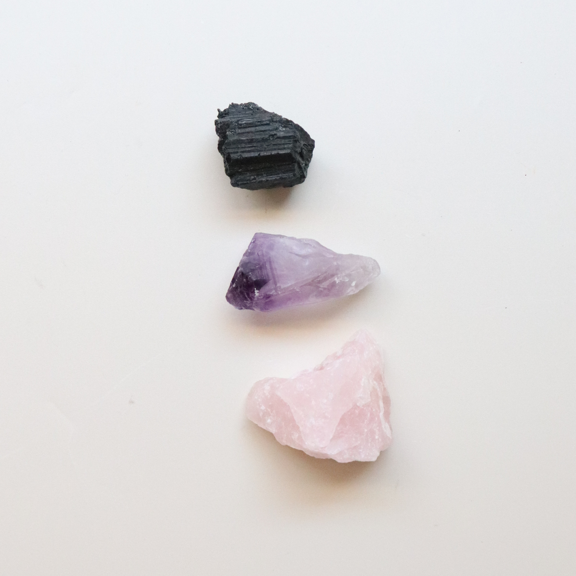 Crystal Starter Set for Beginners - Rose Quartz, Black Tourmaline + Amethyst.