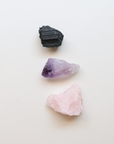 Crystal Starter Set for Beginners - Rose Quartz, Black Tourmaline + Amethyst.