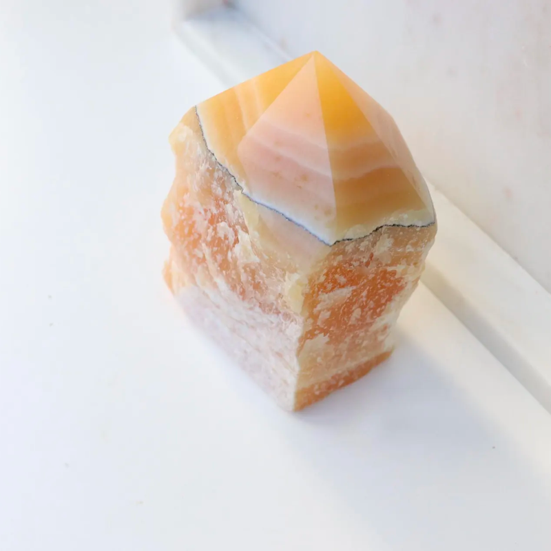Orange Calcite Point Semi Polished Point