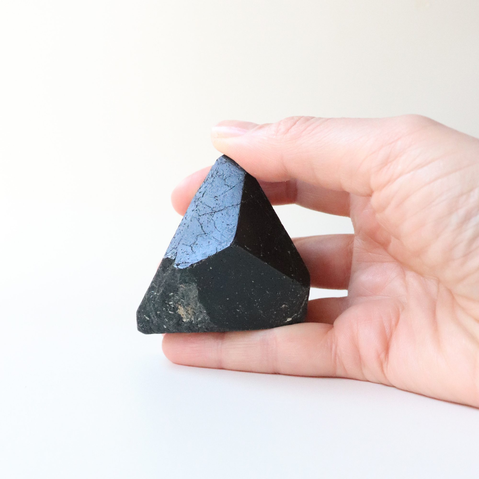 Medium Black Tourmaline with Carved Point 215g - Protection &amp; Grounding