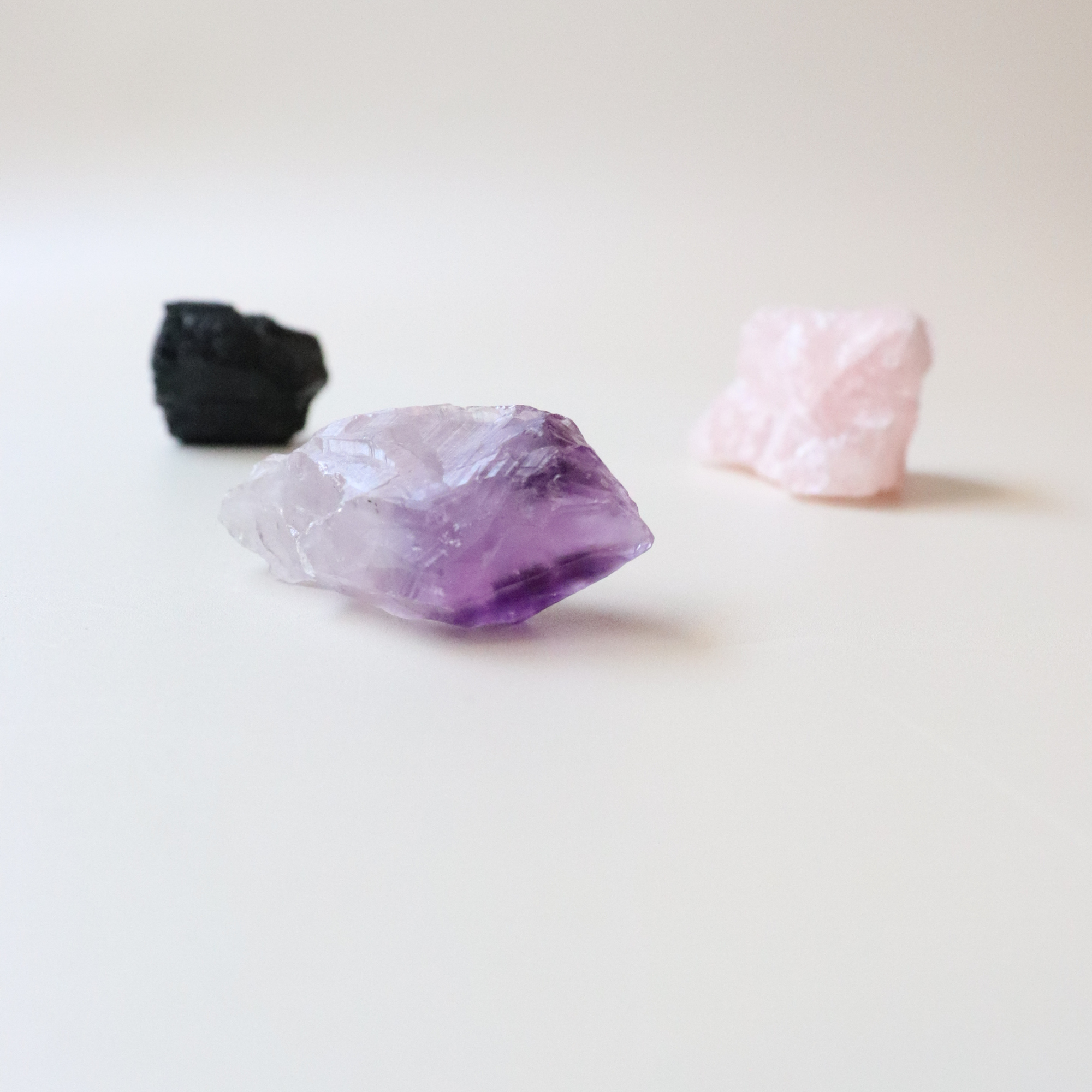 Crystal Starter Set for Beginners - Rose Quartz, Black Tourmaline + Amethyst.