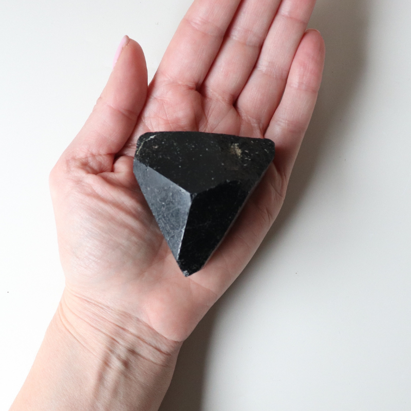 Medium Black Tourmaline with Carved Point 215g